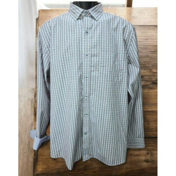 Johnston & Murphy Mens Plaid Dress Shirt Large - Contrast Cuffs - Picture 1 of 8